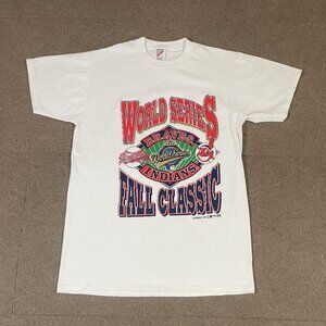 VTG Jerzees 1995 World Series/Fall Classic Indians/Braves T-Shirt White Adult L